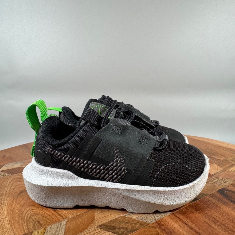 Nike Crater Impact Toddler Shoes Black Green Strike DB3553-001 Size 5C